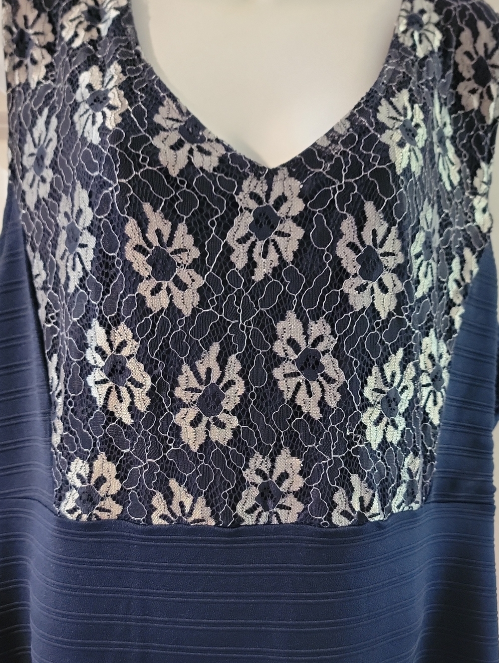 Candalite 3X Navy‎ Silver Lace Mermaid Maxi Gown NWT - Picture 4 of 7